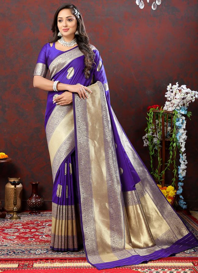 Soft Silk Purple Traditional Wear Weaving Saree